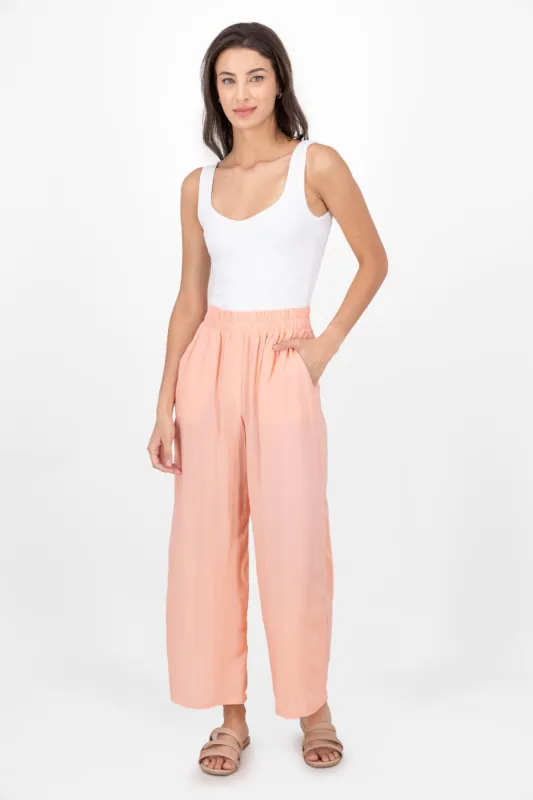 Pantalón Wide Leg Cintura Alta Fruncida sold by Shasa