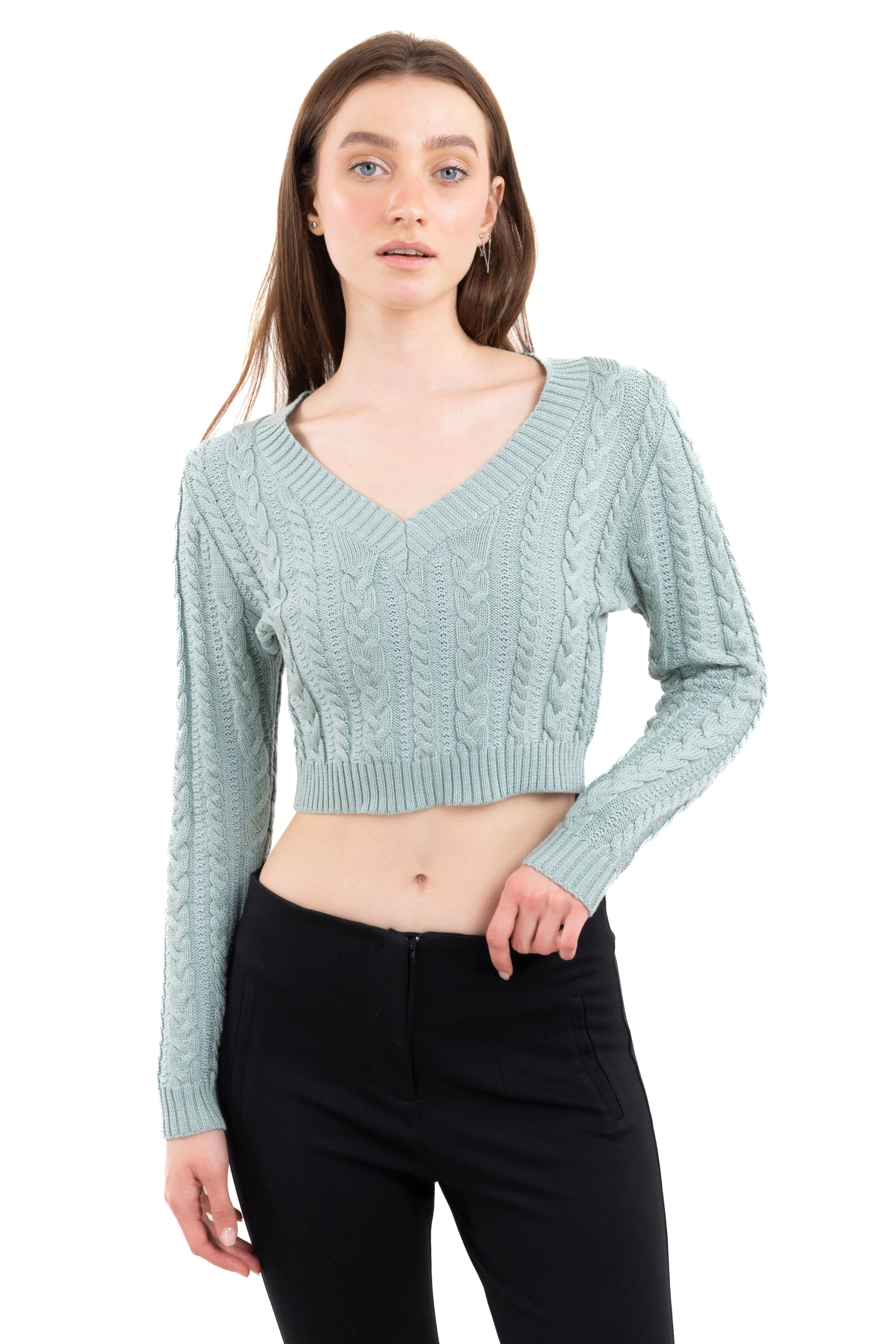 Suéter crop punto cuello v sold by Shasa