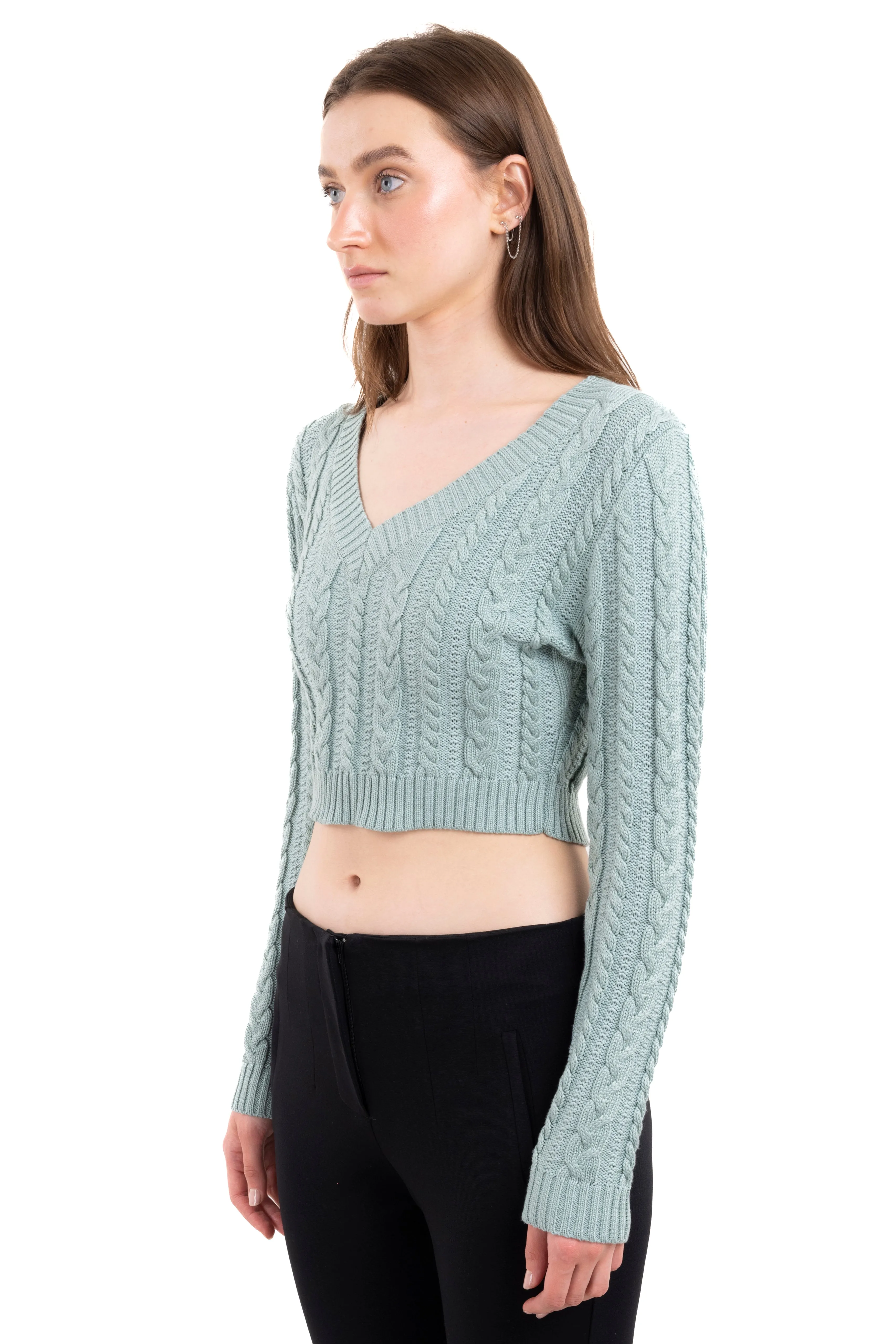 Suéter crop punto cuello v sold by Shasa product image thumbnail 3