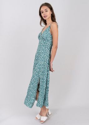 Vestido maxi flores abertura pierna sold by Shasa