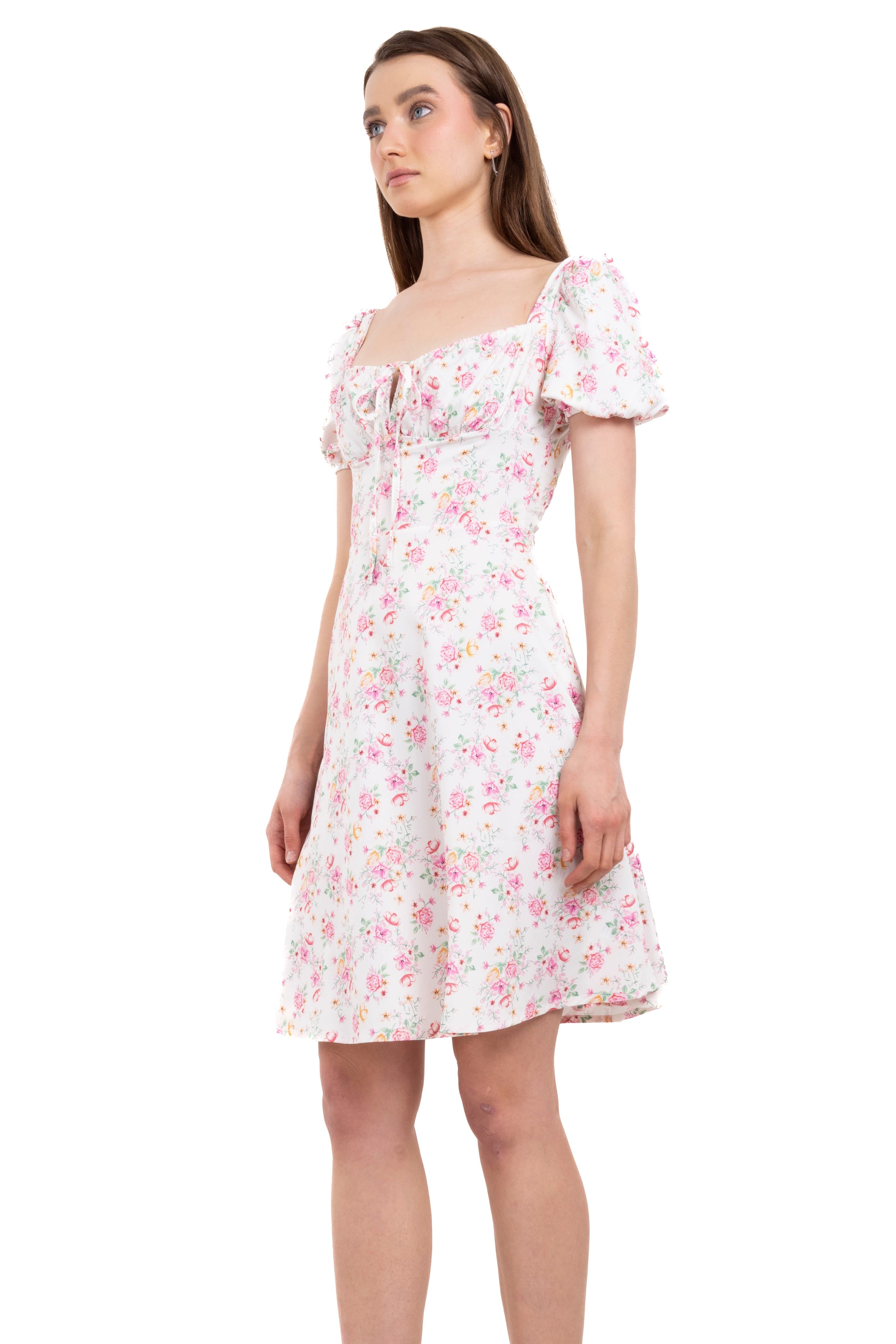 Vestido mini manga corta flores sold by Shasa product image thumbnail 3