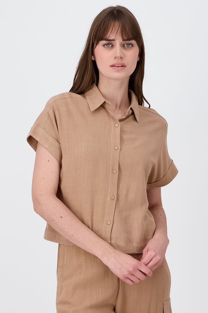 Camisa Crop Manga Corta Lino sold by Shasa product image thumbnail 2