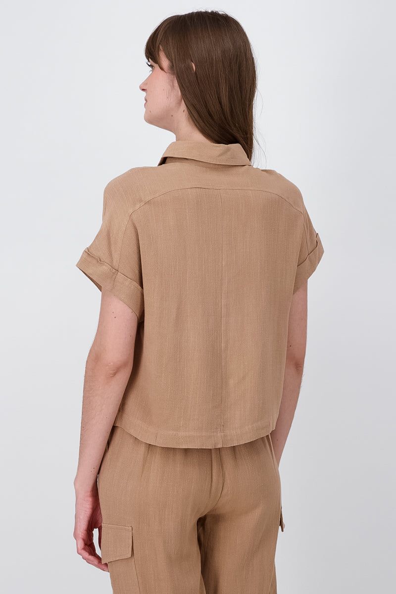 Camisa Crop Manga Corta Lino sold by Shasa product image thumbnail 4