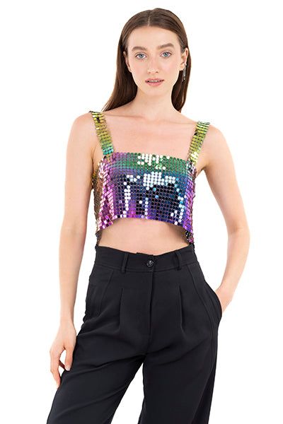 Top crop espalda descubierta brillos sold by Shasa