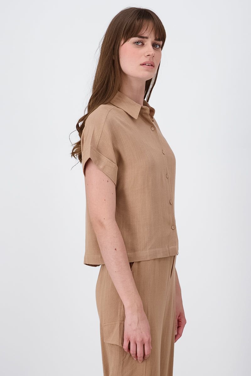 Camisa Crop Manga Corta Lino sold by Shasa product image thumbnail 3