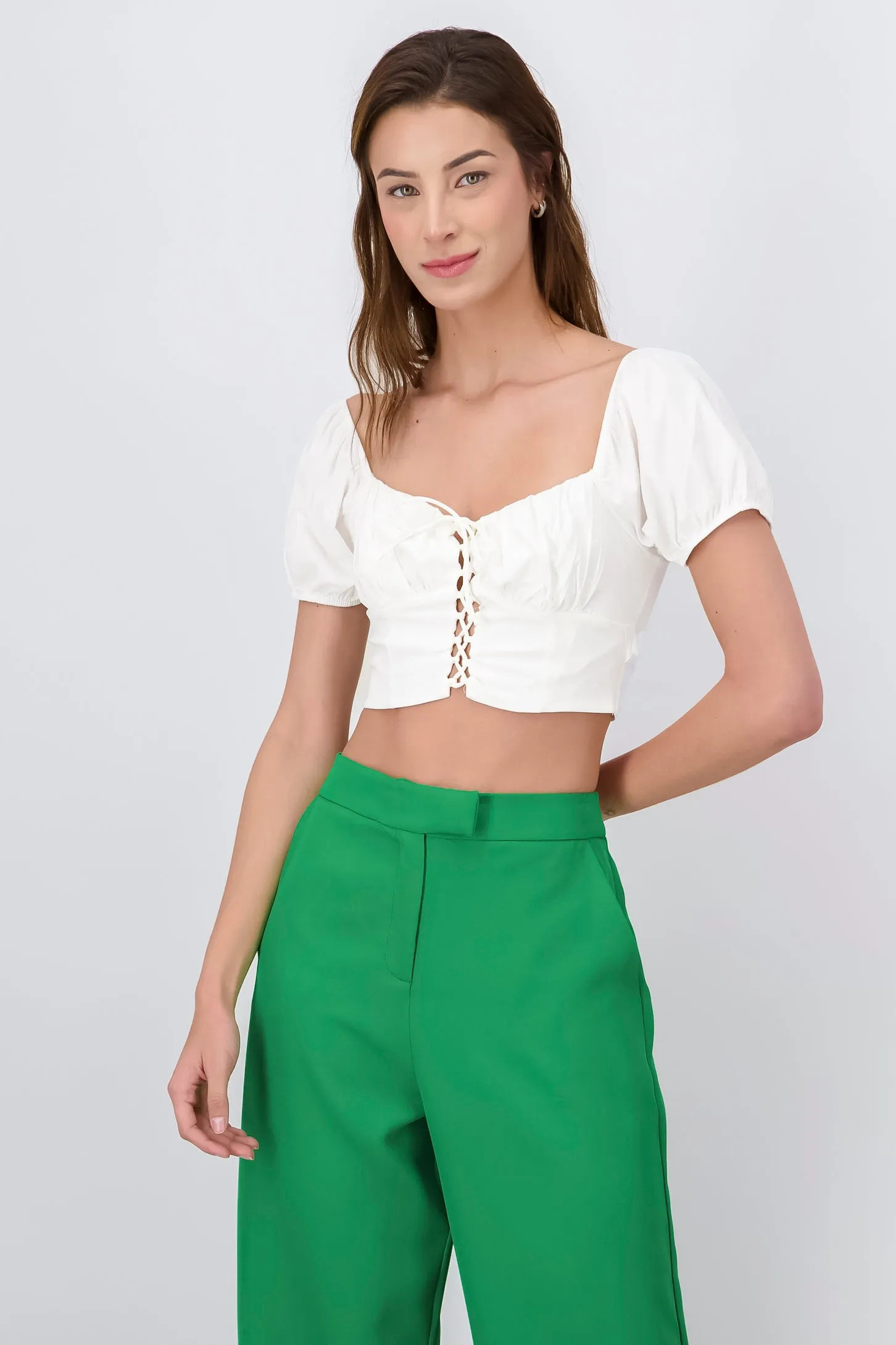 Top crop lace up monocolor sold by Shasa product image thumbnail 2