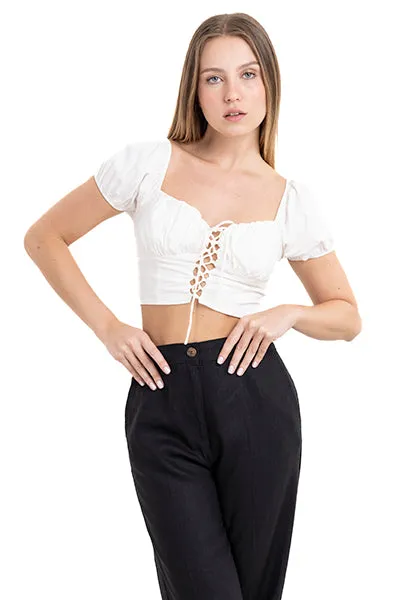 Top crop lace up monocolor sold by Shasa