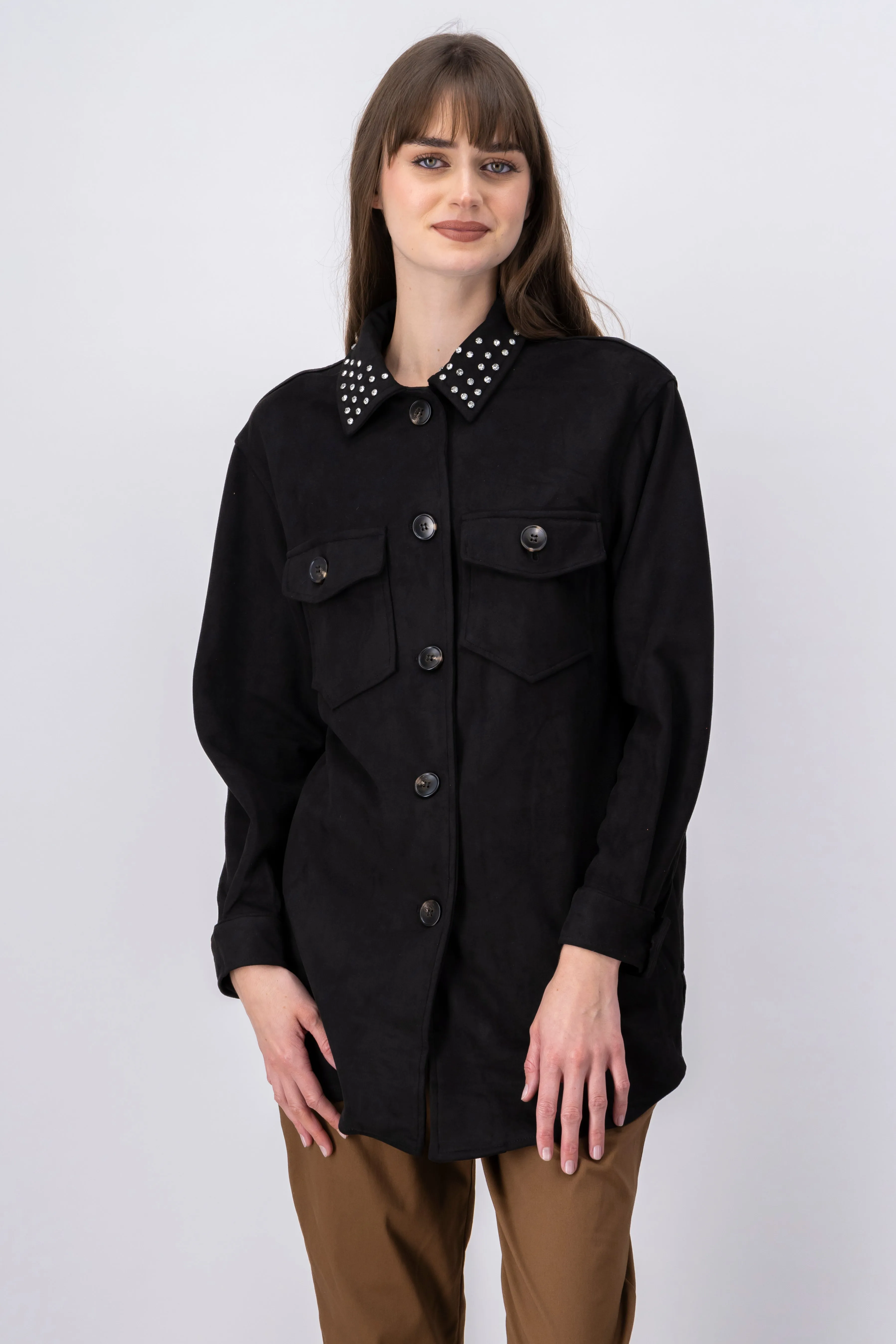 Shacket larga detalle brillos bolsas sold by Shasa