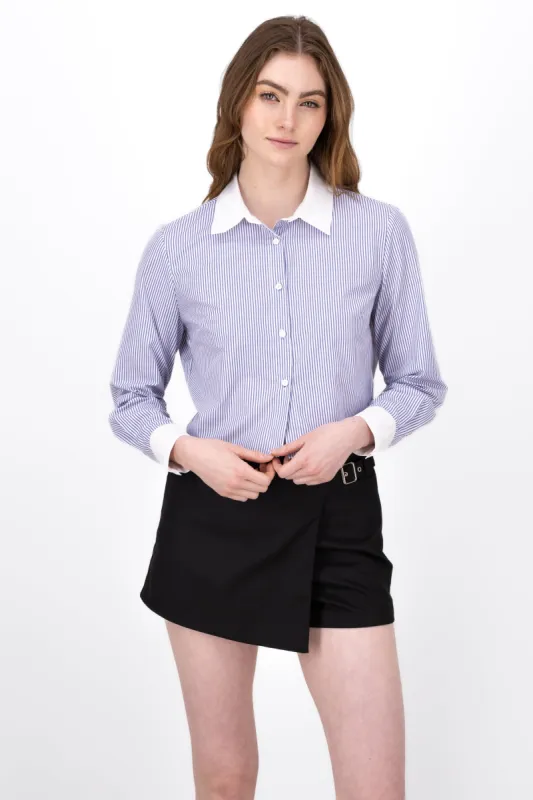 Camisa Crop Rayas Detalle Constraste sold by Shasa