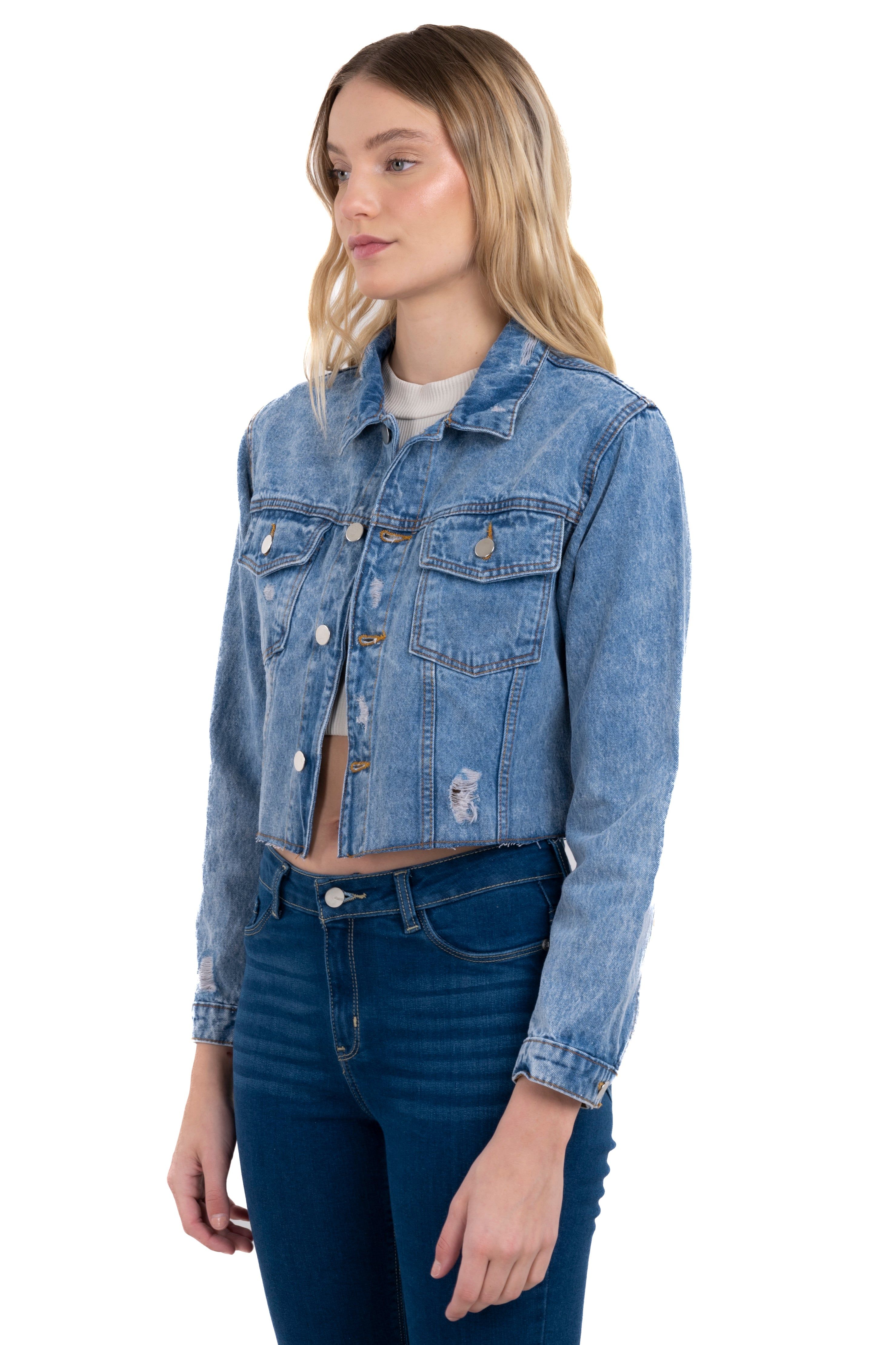 Chamarra de mezclilla con desgastes sold by Shasa product image thumbnail 3