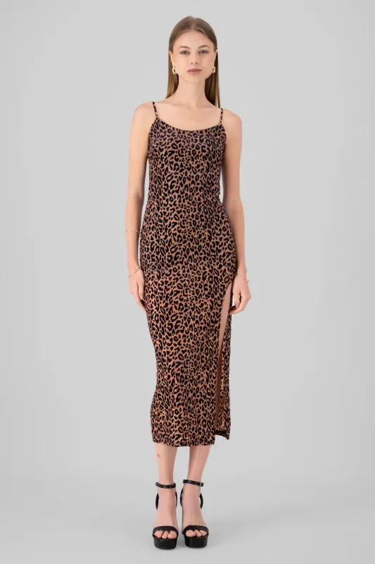 Vestido midi animal print mesh flock sold by Shasa