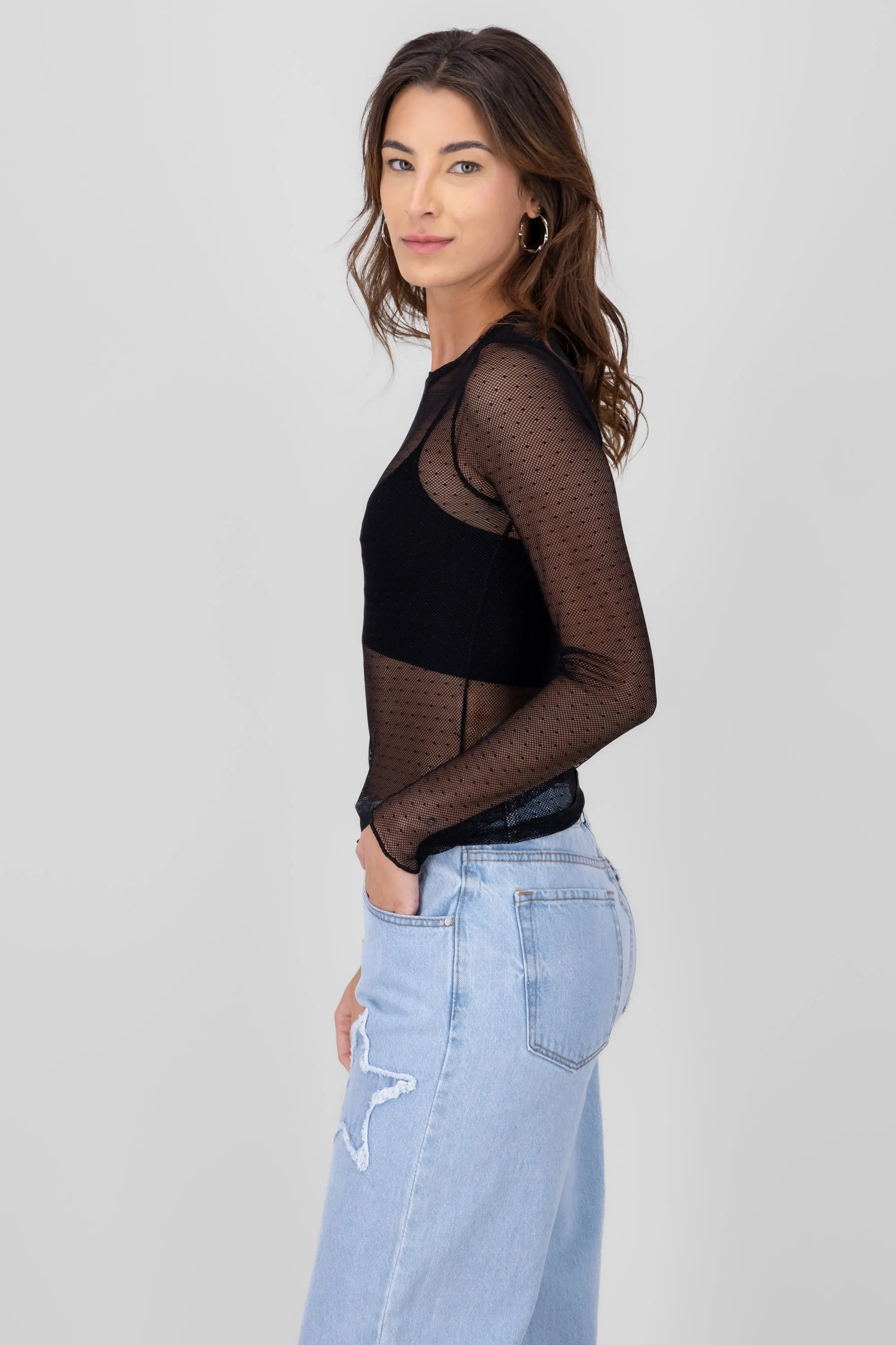 Top manga larga mesh polkas sold by Shasa product image thumbnail 3