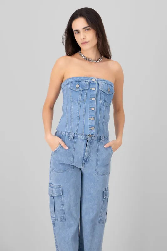 Top Corset Denim Bolsillos sold by Shasa