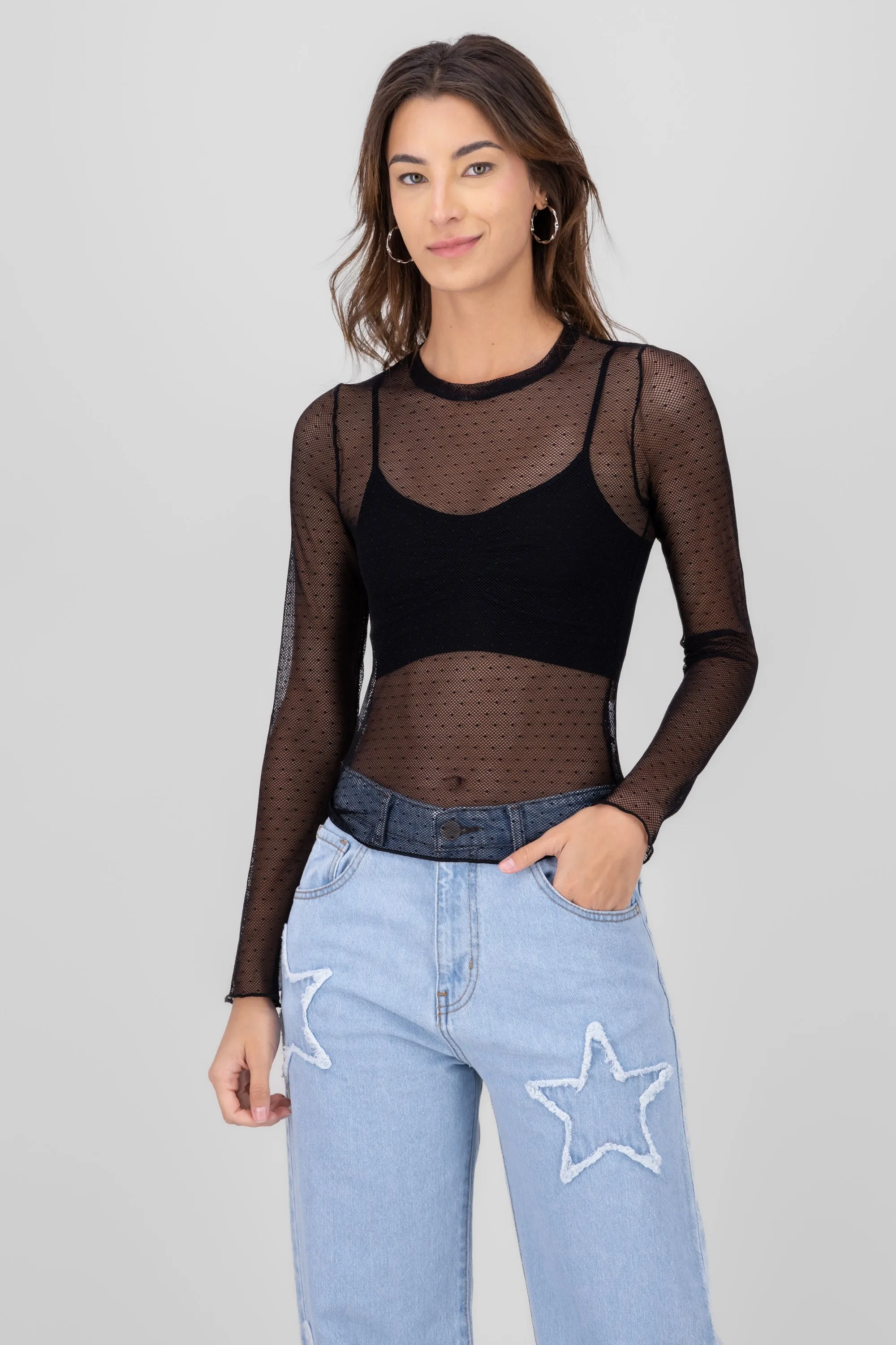 Top manga larga mesh polkas sold by Shasa product image thumbnail 2