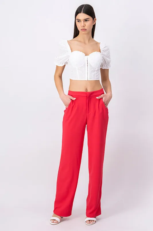 Pantalón recto cintura media sold by Shasa