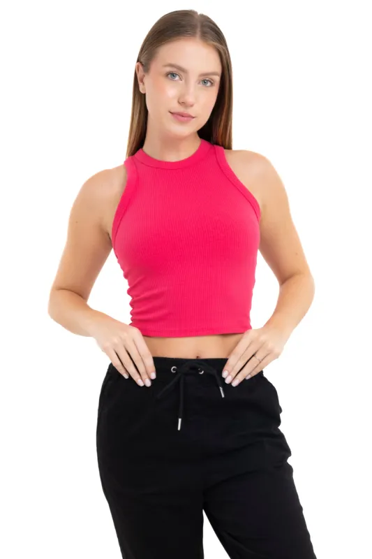 Top acanalado cuello redondo sold by Shasa
