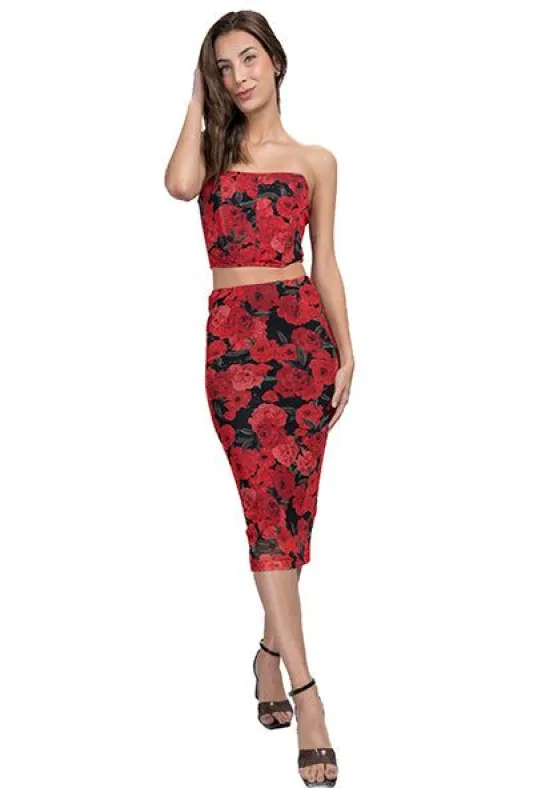 Falda midi flores sold by Shasa