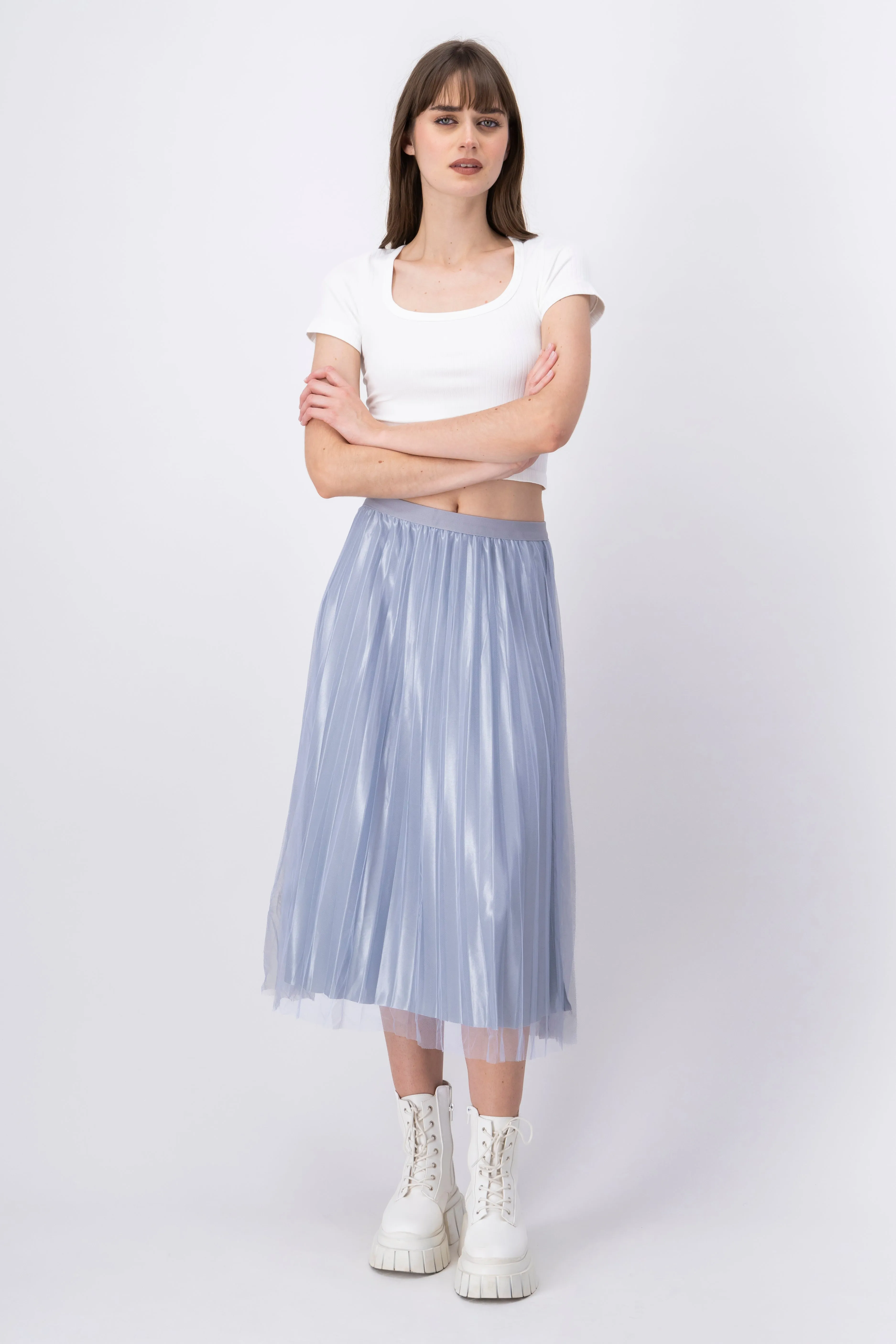 Falda Midi Plisada Mesh sold by Shasa