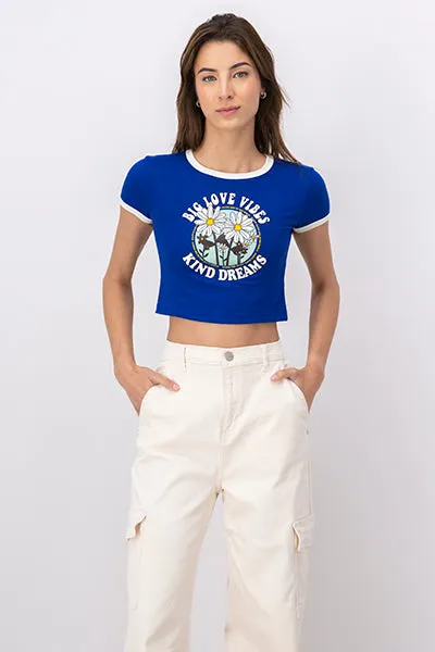 Playera Crop Frase Flores sold by Shasa product image thumbnail 2
