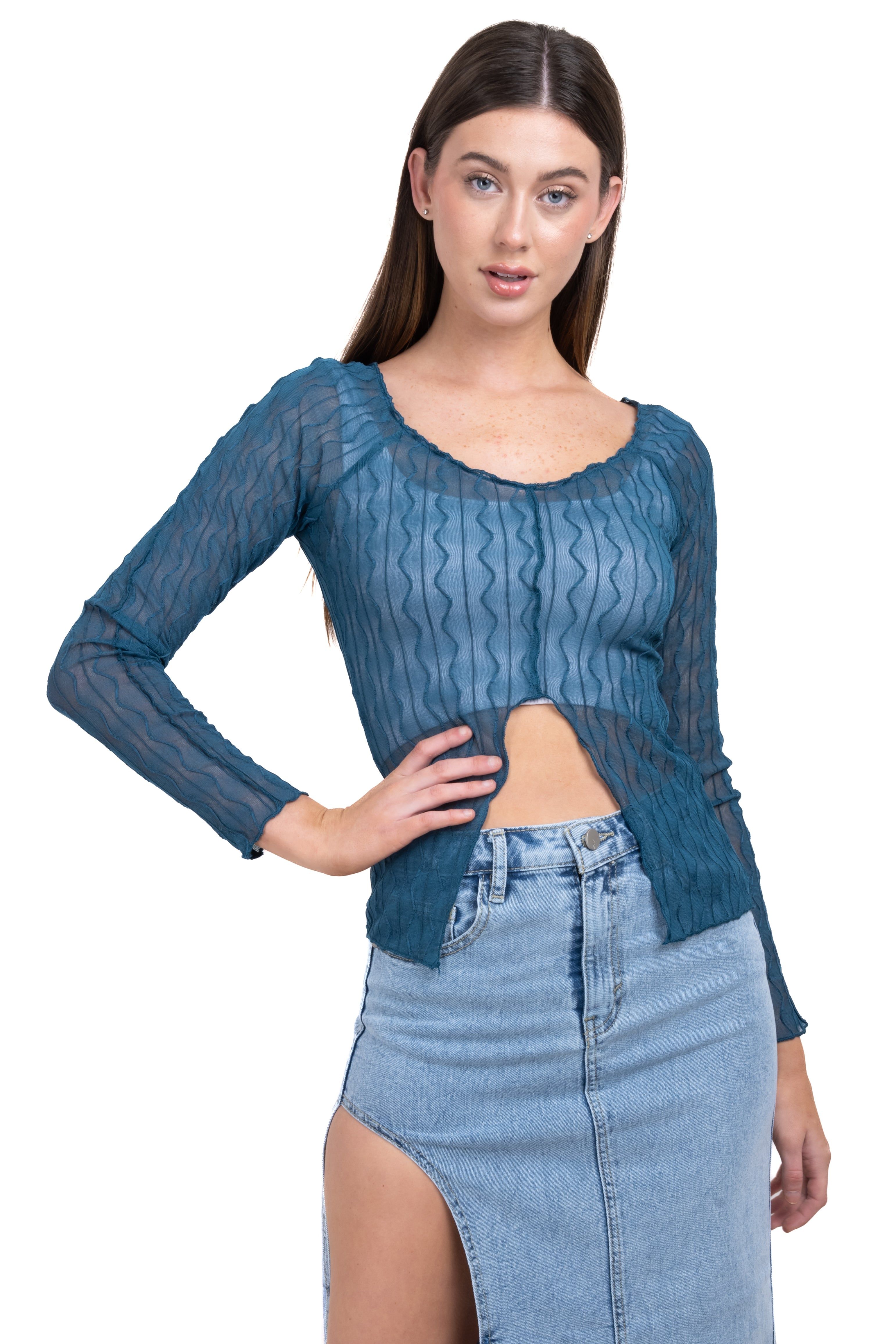 Top mesh abertura costuras zigzag sold by Shasa product image thumbnail 2