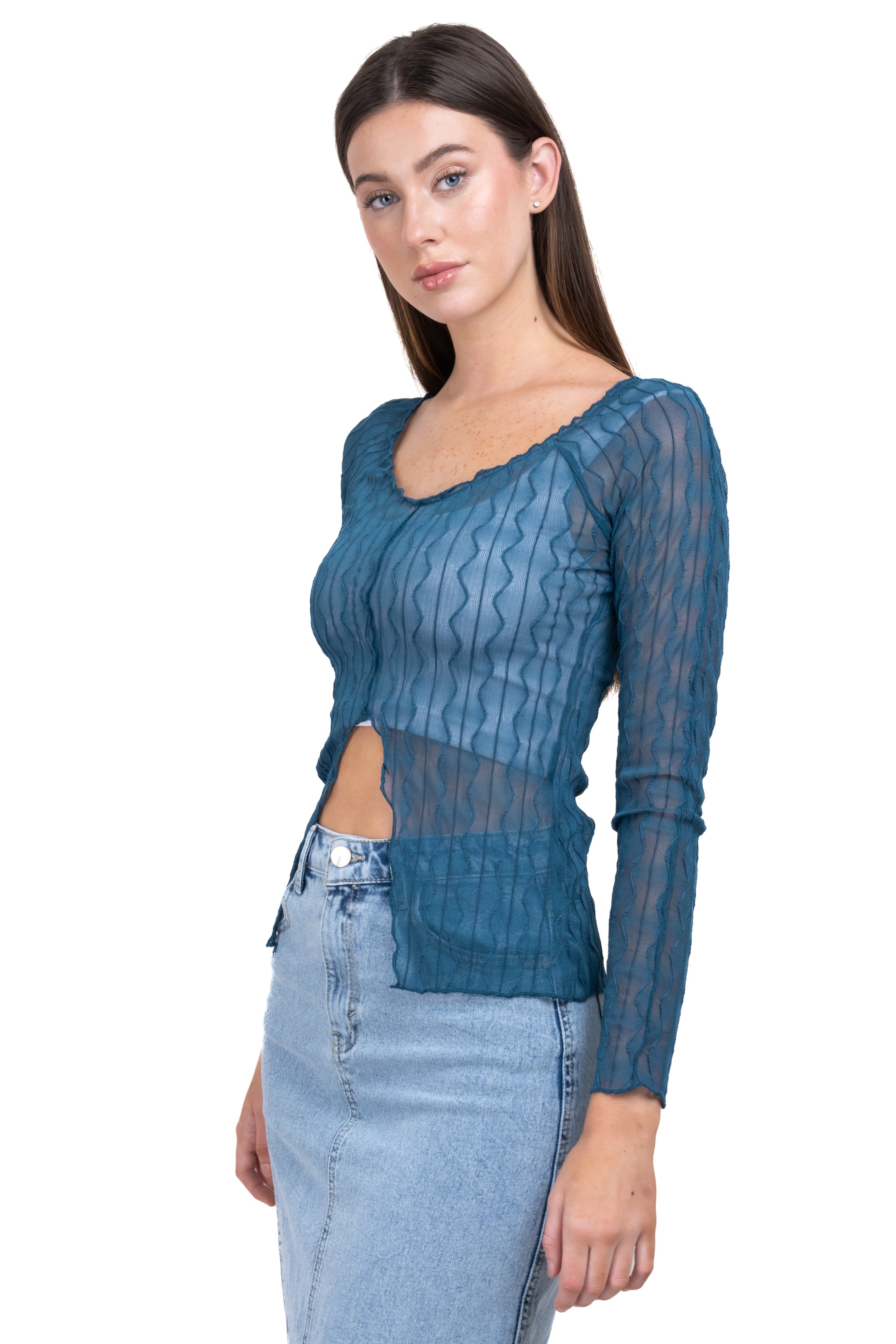 Top mesh abertura costuras zigzag sold by Shasa product image thumbnail 3