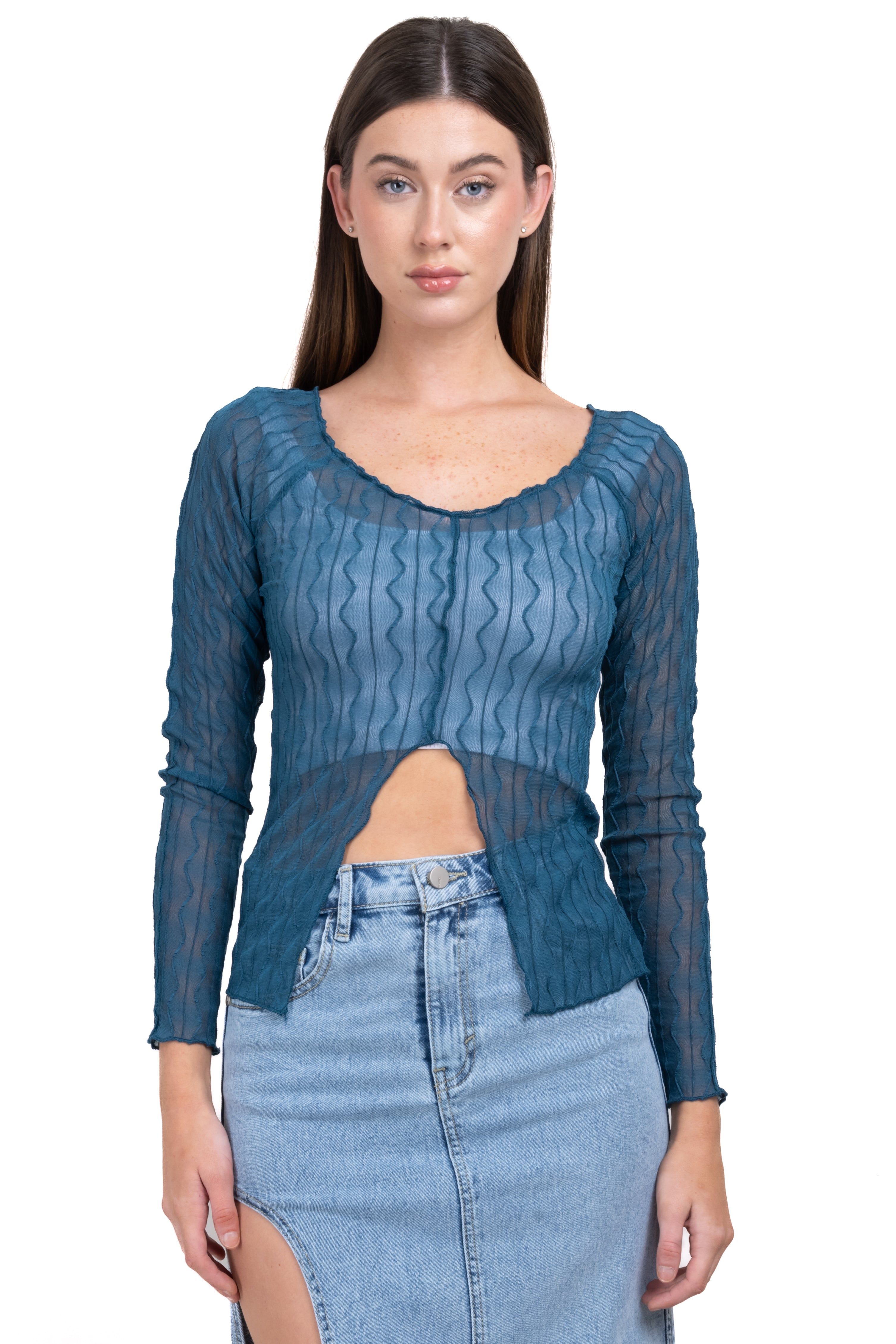 Top mesh abertura costuras zigzag sold by Shasa product image thumbnail 5