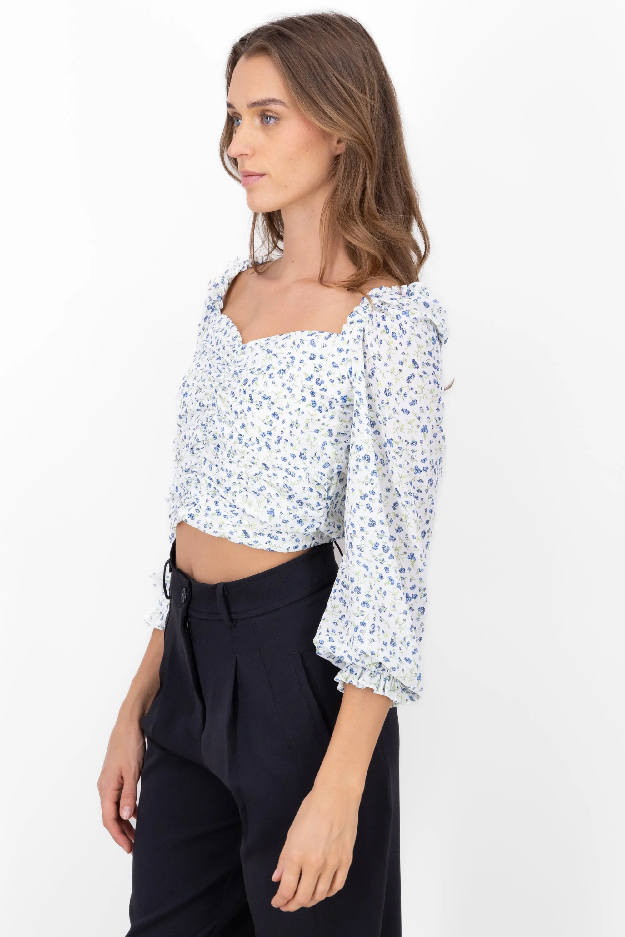 Blusa manga abullonada estampada flores sold by Shasa product image thumbnail 3