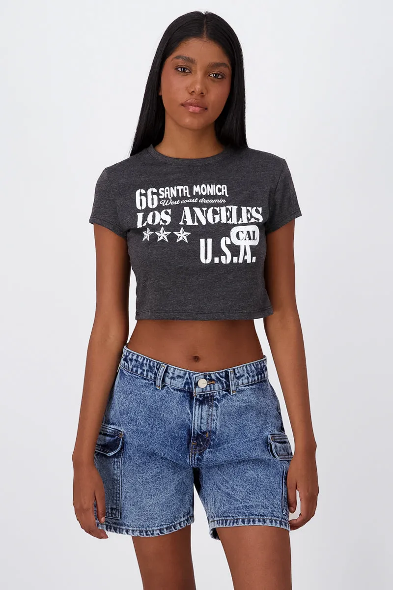 Top Crop Manga Corta Los Angeles sold by Shasa