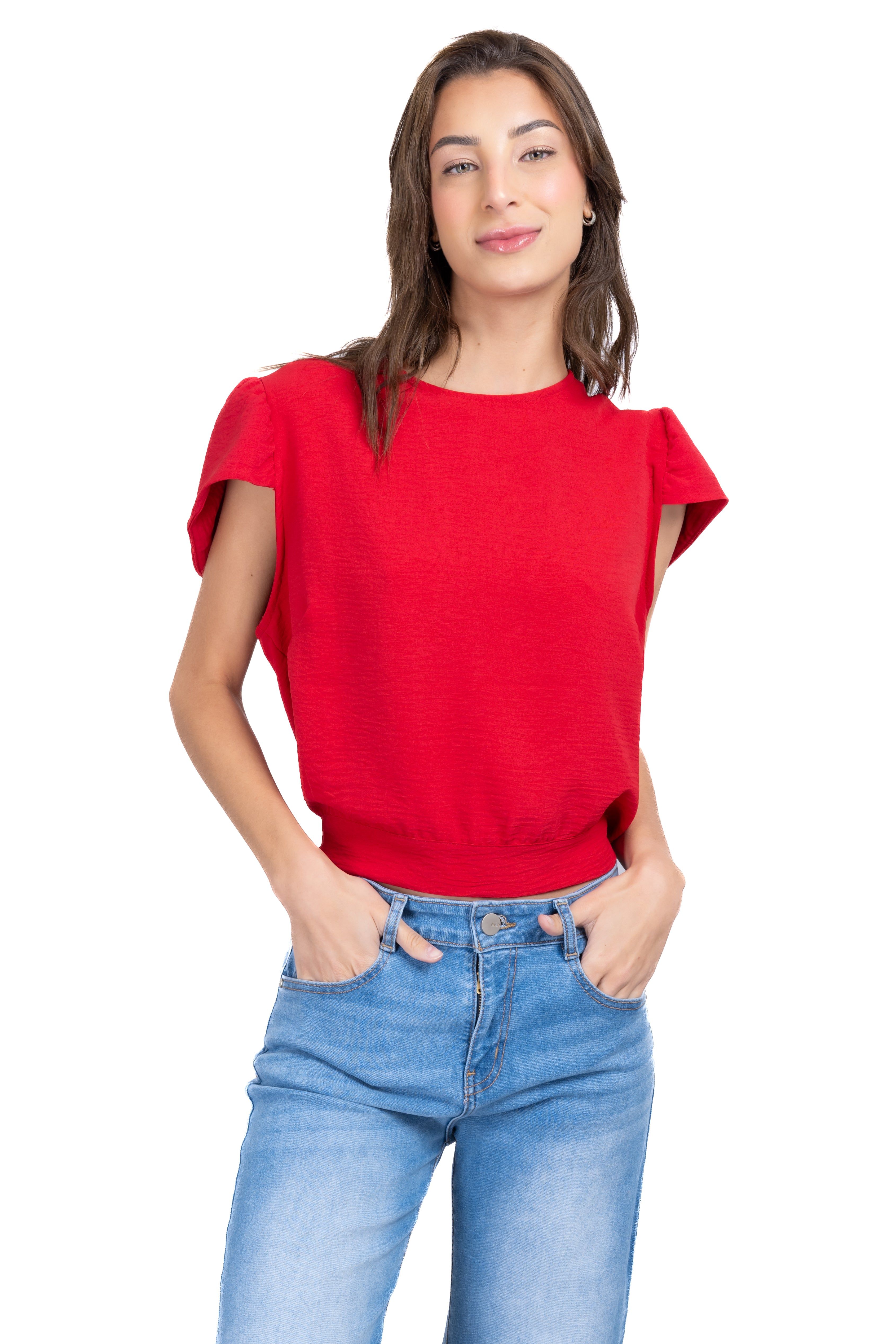 Blusa manga abullonada espalda abierta cinta sold by Shasa