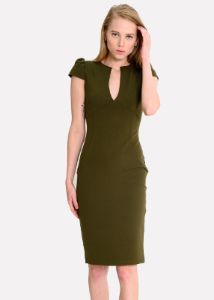 Vestido midi liso cuello v sold by Shasa