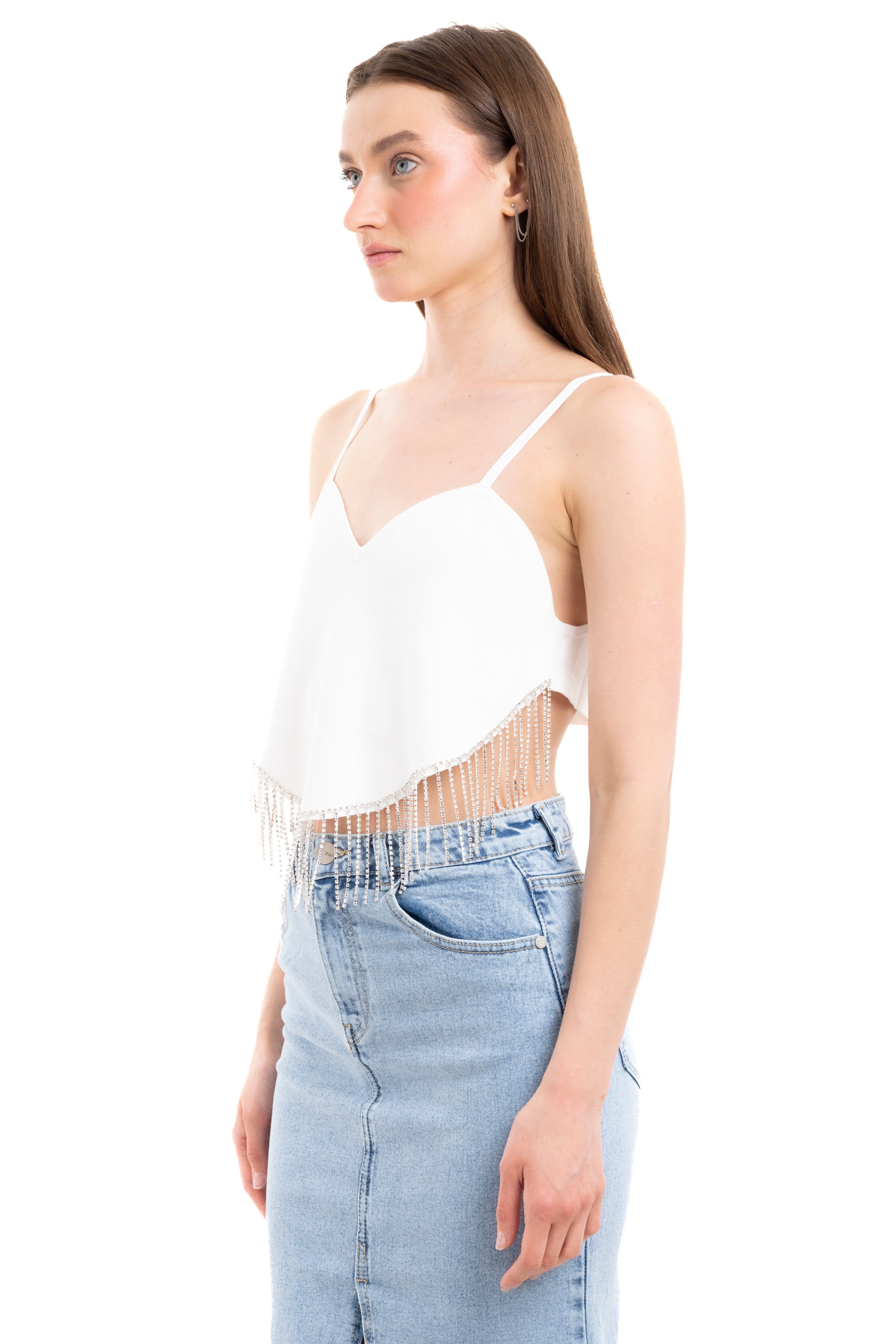 Top crop bajo asimétrico brillos sold by Shasa product image thumbnail 3