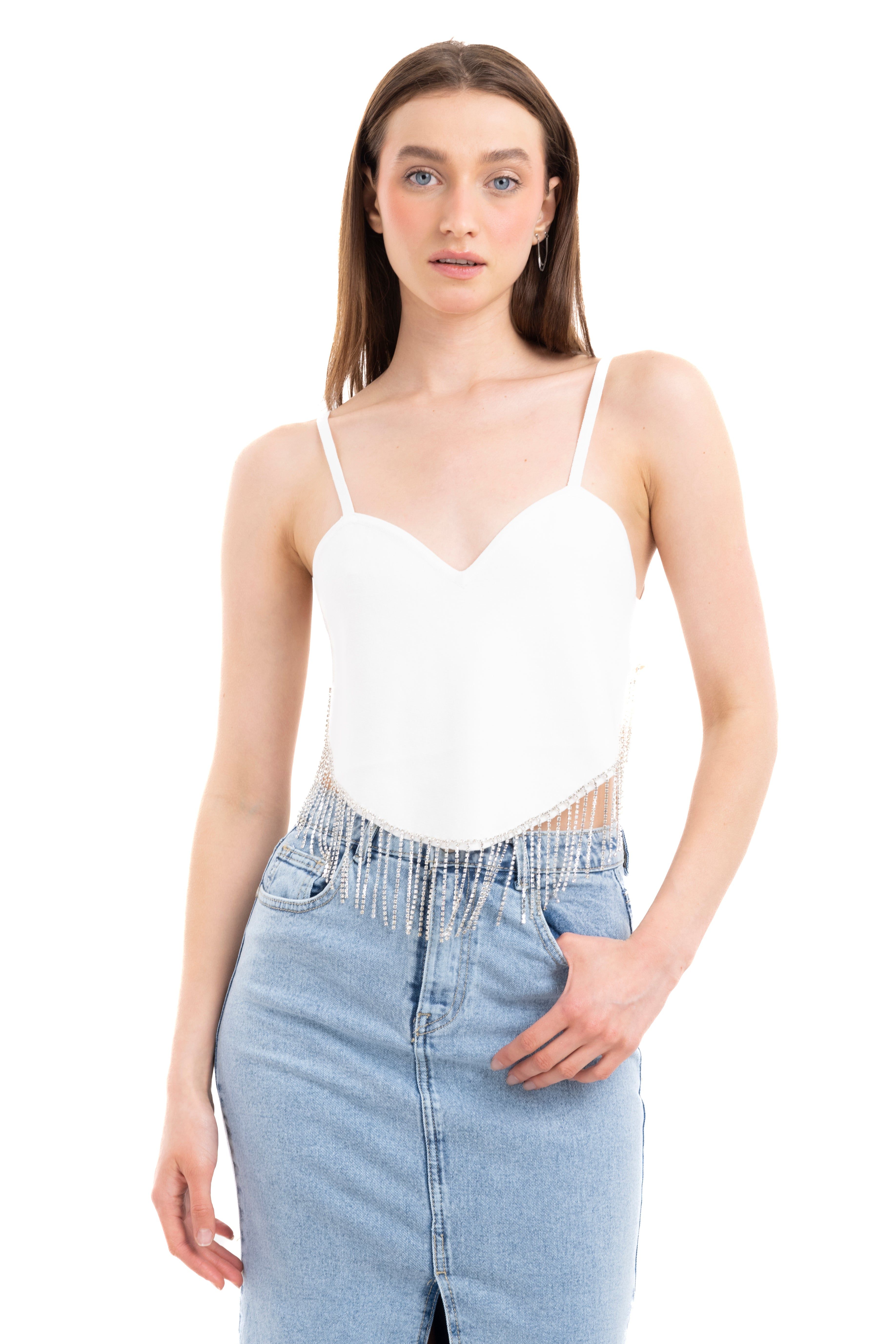 Top crop bajo asimétrico brillos sold by Shasa product image thumbnail 5