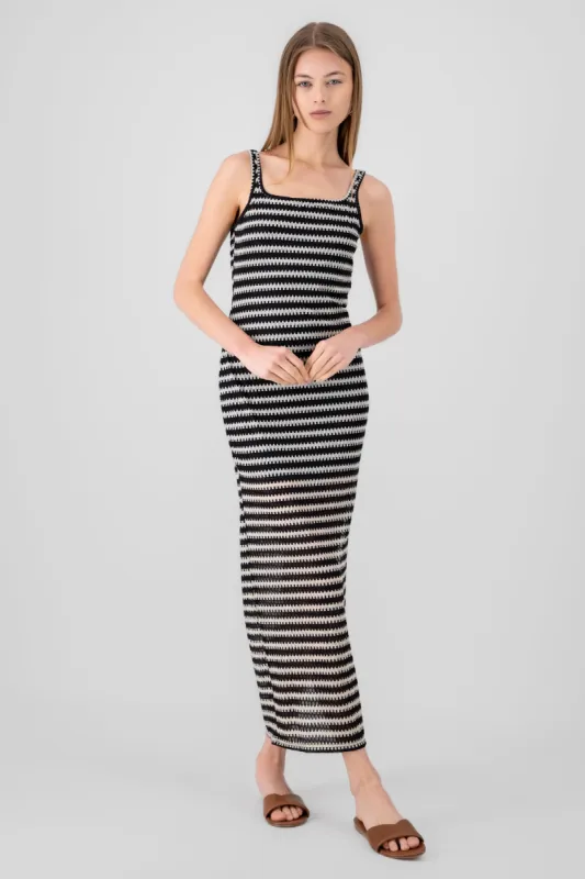 Vestido maxi rayas tipo crochet sold by Shasa
