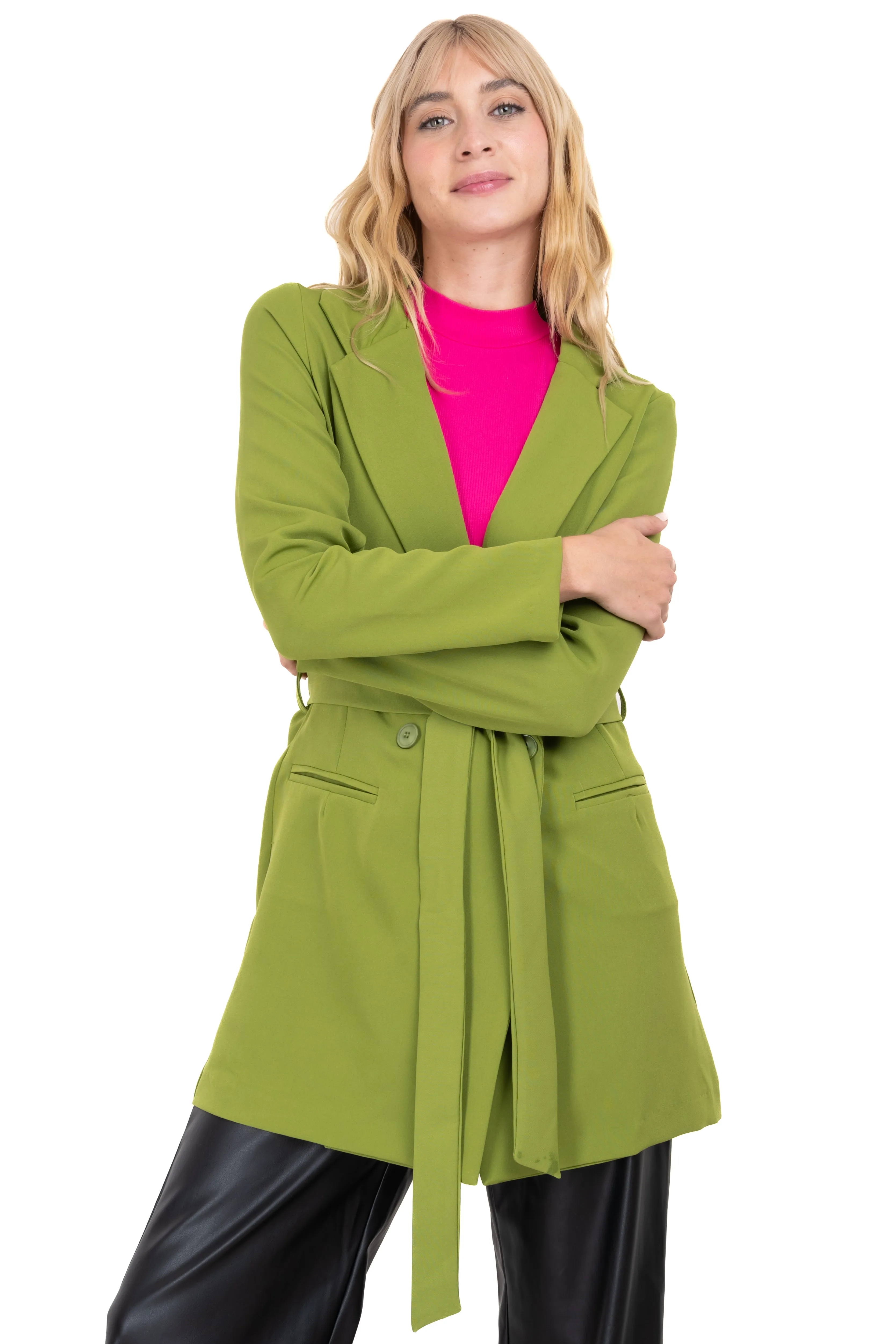 Saco bolsillos cinturón sold by Shasa