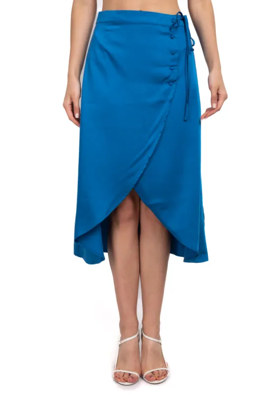 Falda midi cruzada satÃn sold by Shasa