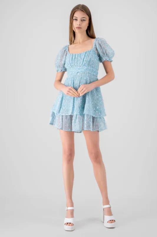 Vestido de olanes con puntos de lurex sold by Shasa