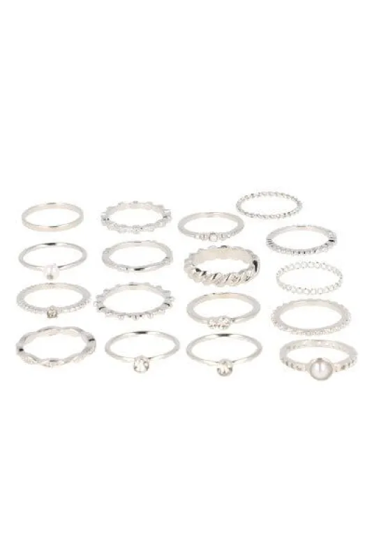 Set 16 anillos delgados metálicos sold by Shasa