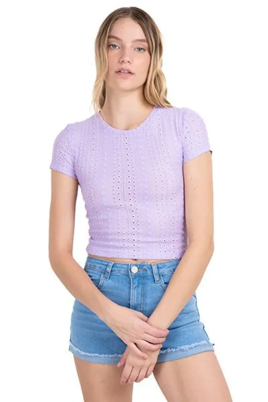 Top tejido eyelet manga corta sold by Shasa