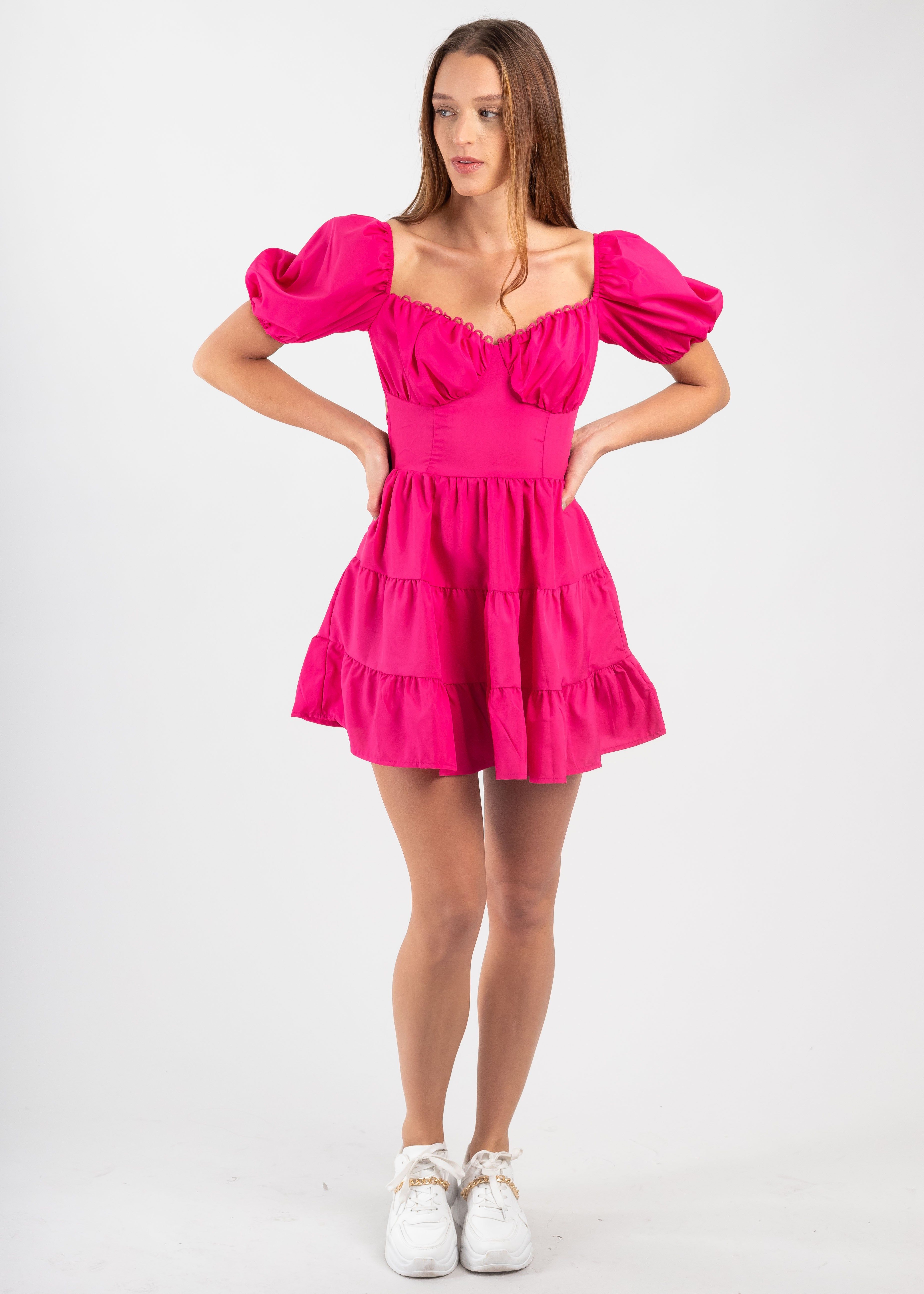 Vestido mini manga abullonada espalda abierta sold by Shasa