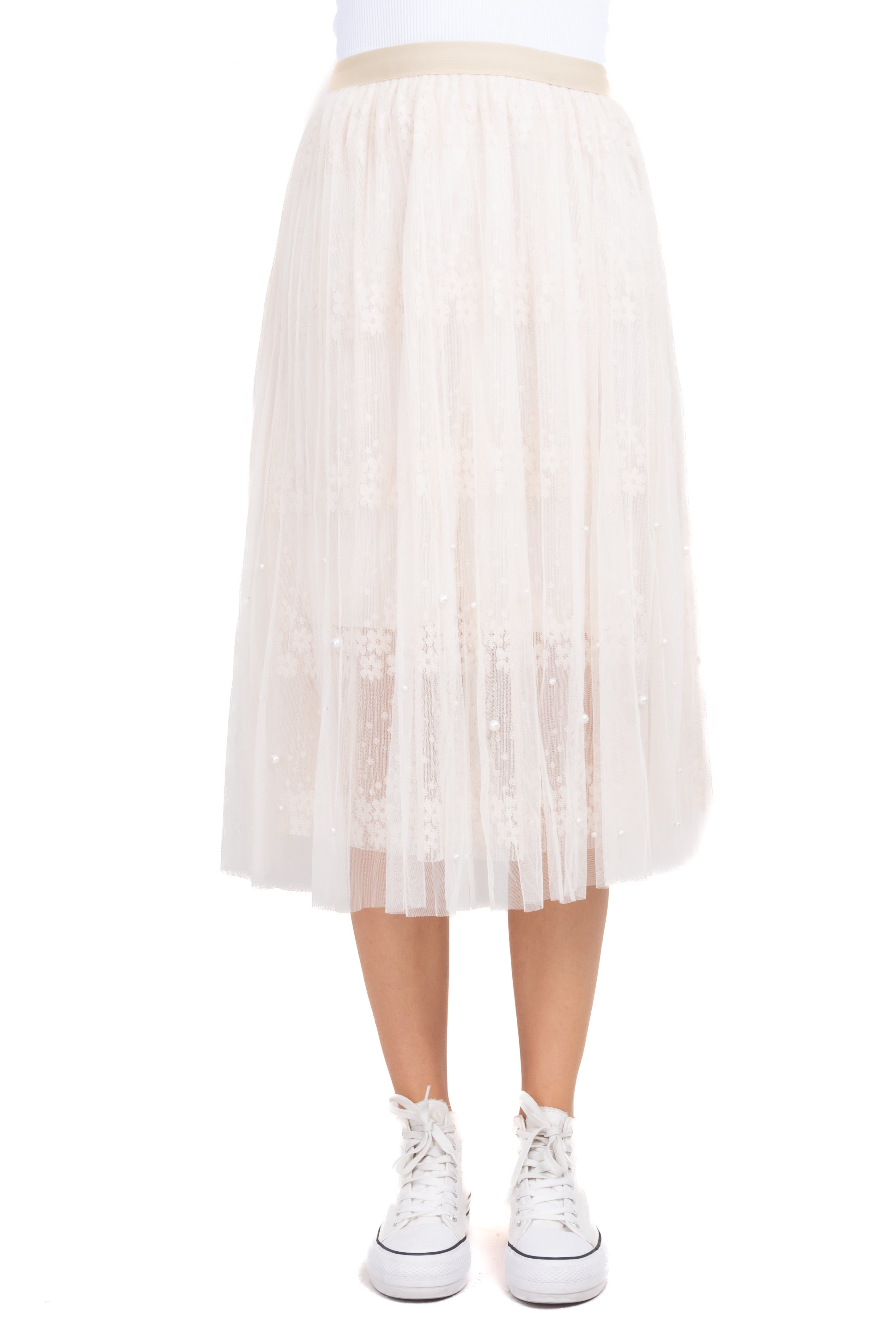 Falda midi plisado mesh sold by Shasa