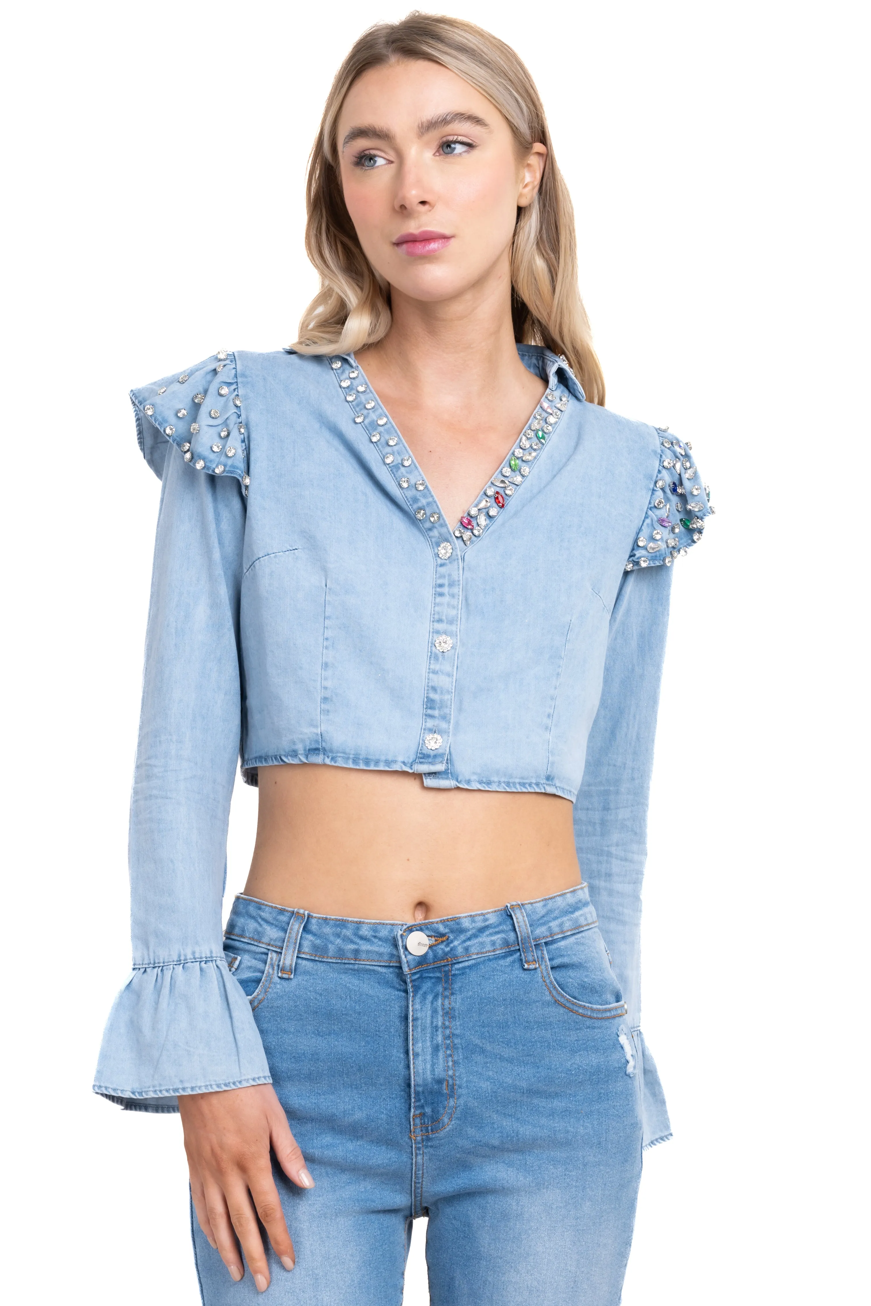 Camisa efecto mezlcilla con brillos sold by Shasa product image thumbnail 2