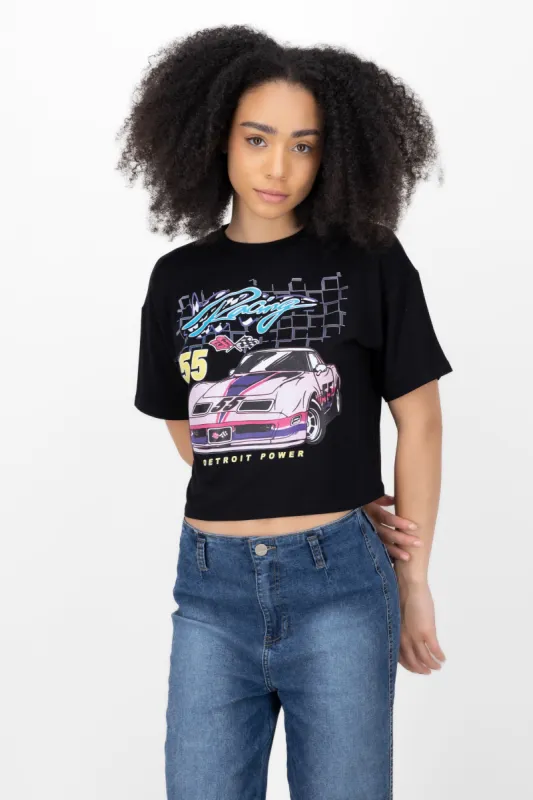 Playera crop estampado racing sold by Shasa