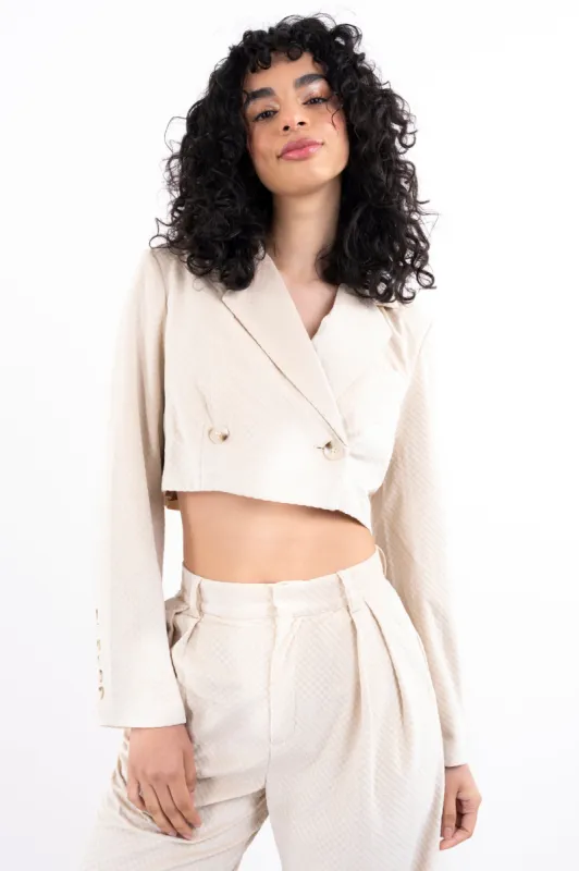 Saco crop textura cuadros sold by Shasa