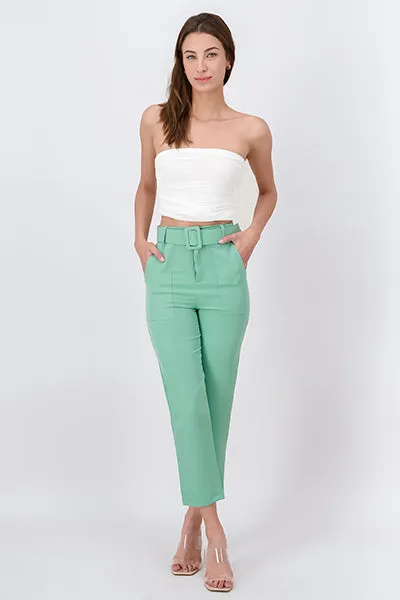 Pantalón Recto Cinturón Liso sold by Shasa