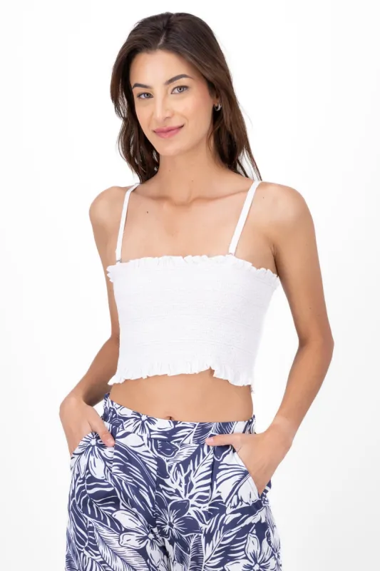 Top cropped smocked textura sold by Shasa