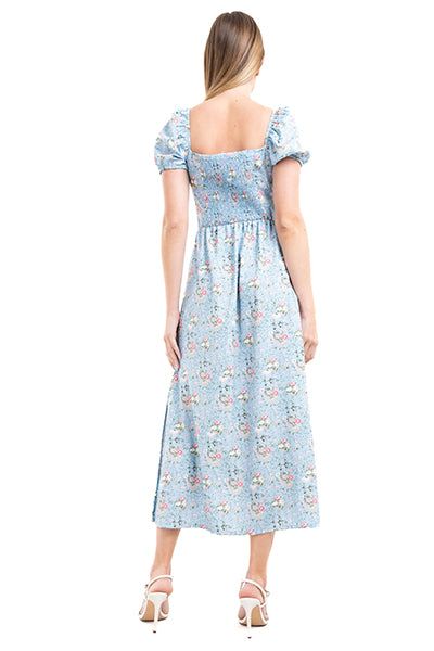 Vestido Midi Manga Abullonada Flores sold by Shasa product image thumbnail 4