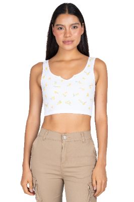 Top crop tirantes anchos flores sold by Shasa