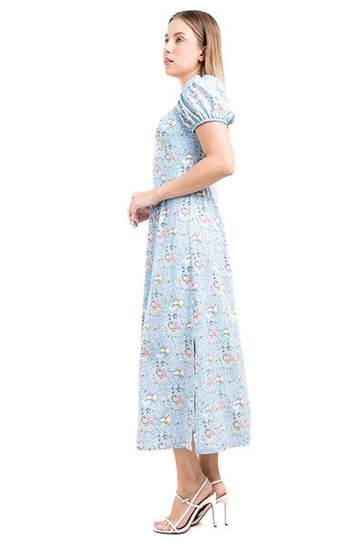 Vestido Midi Manga Abullonada Flores sold by Shasa product image thumbnail 3