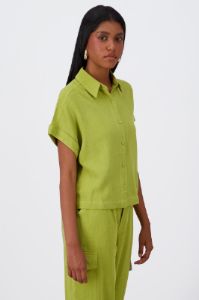 Camisa Crop Manga Corta Lino sold by Shasa