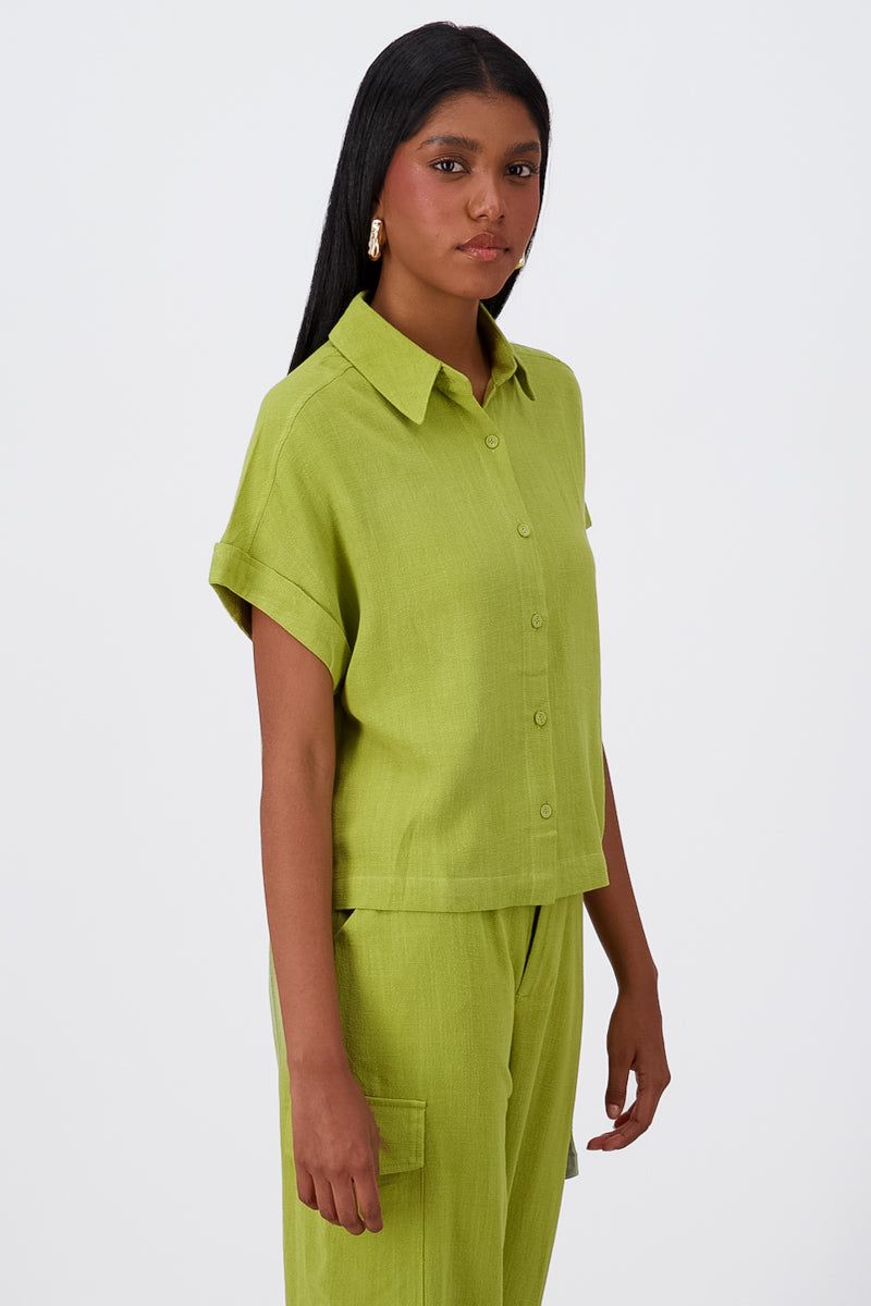 Camisa Crop Manga Corta Lino sold by Shasa product image thumbnail 3